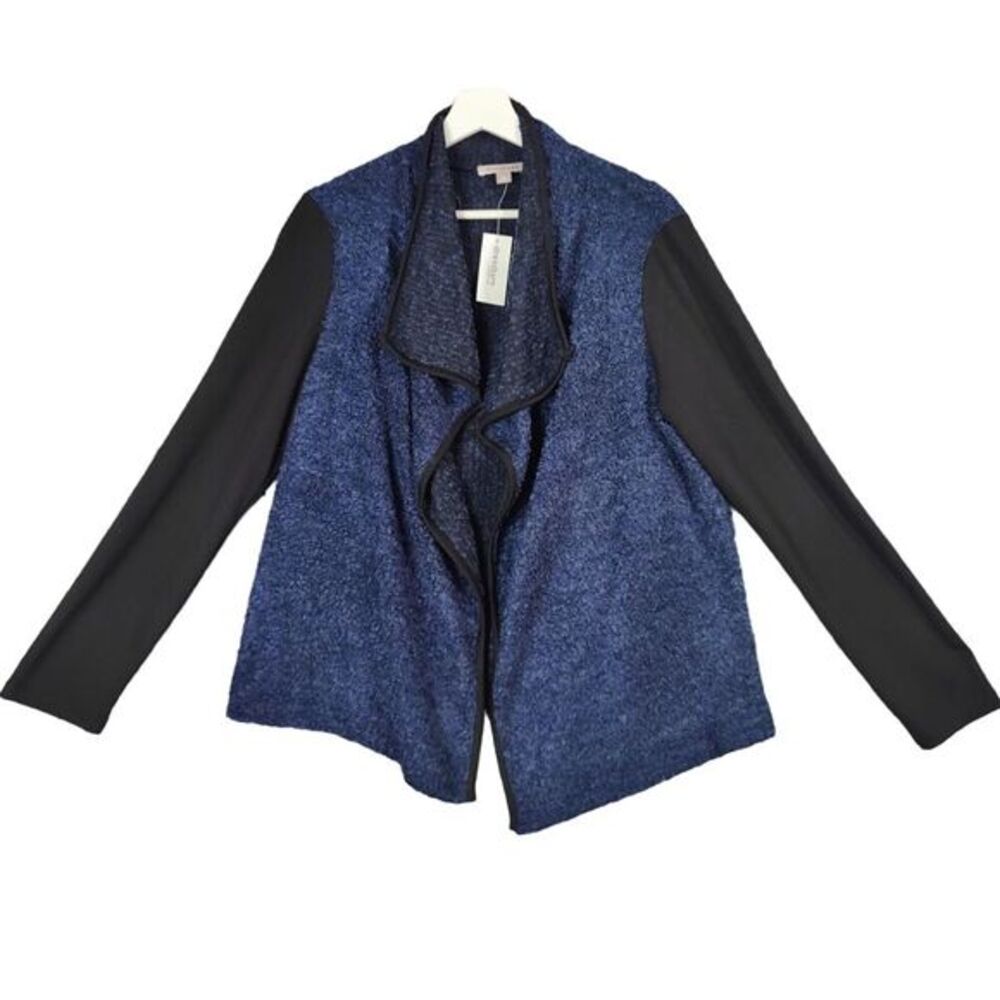 ROZ & ALI Wool Blend‎ Cardigan Women Size M Open Front Waterfall Knit Fall NEW